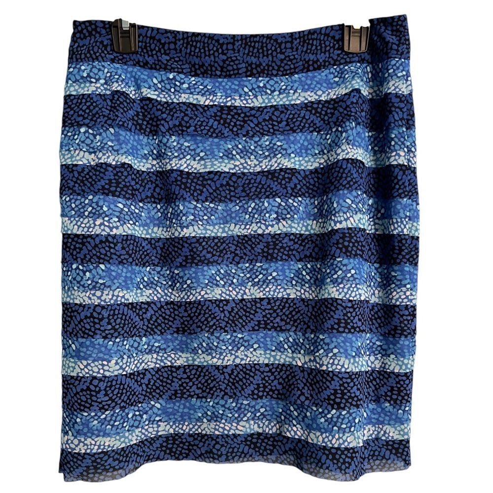 White House Black Market Womens Skirt Blue Layered Chiffon Lined Pleated Size 4